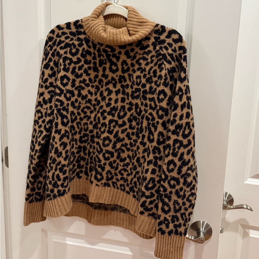 J. Crew Tan and Black Cowl Neck Sweater